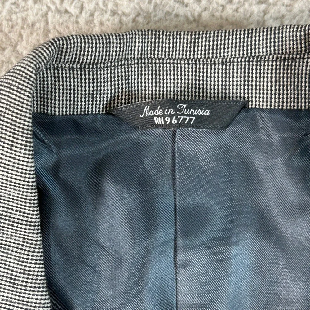 Marzotto by David Bios Mens 40S Wool Blazer Jacket Grey Micro Pattern Italy
